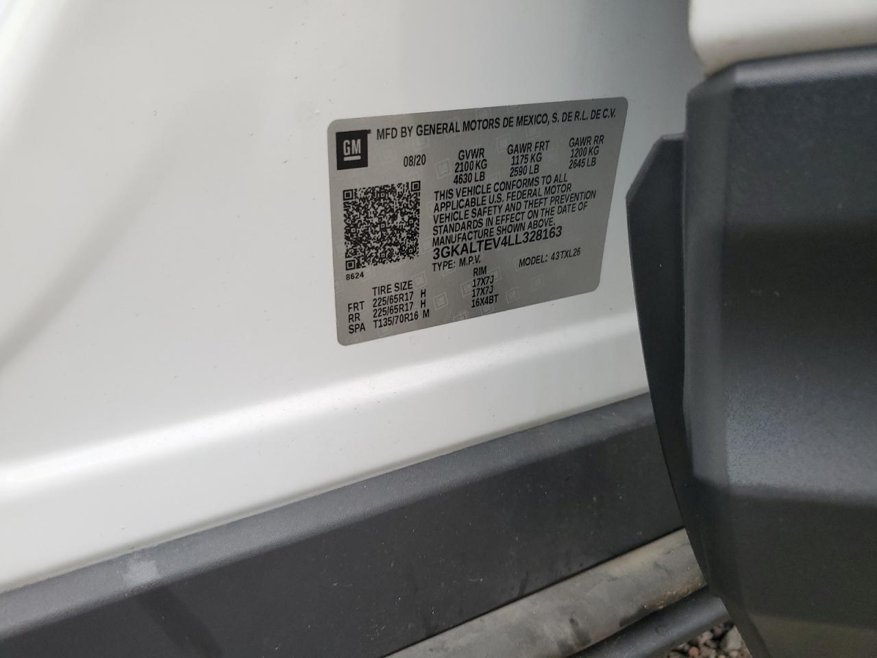 2020 GMC Terrain VIN 3GKALTEV4LL328163 Copart auction photo, side damage thumbnail 15