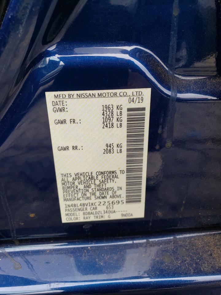 2019 Nissan Altima VIN 1N4BL4BV1KC225695 Copart auction photo, front end damage thumbnail 12