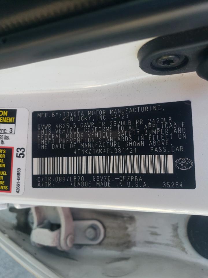 2023 Toyota Camry VIN 4T1KZ1AK4PU081121 Copart auction photo, rear end damage thumbnail 12