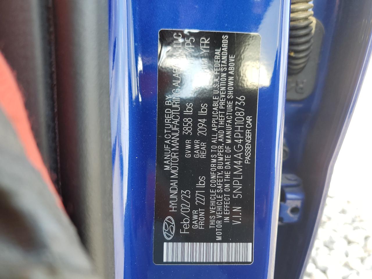 2023 Hyundai Elantra VIN 5NPLM4AG4PH108736 Copart auction photo, front end / rear end damage thumbnail 13