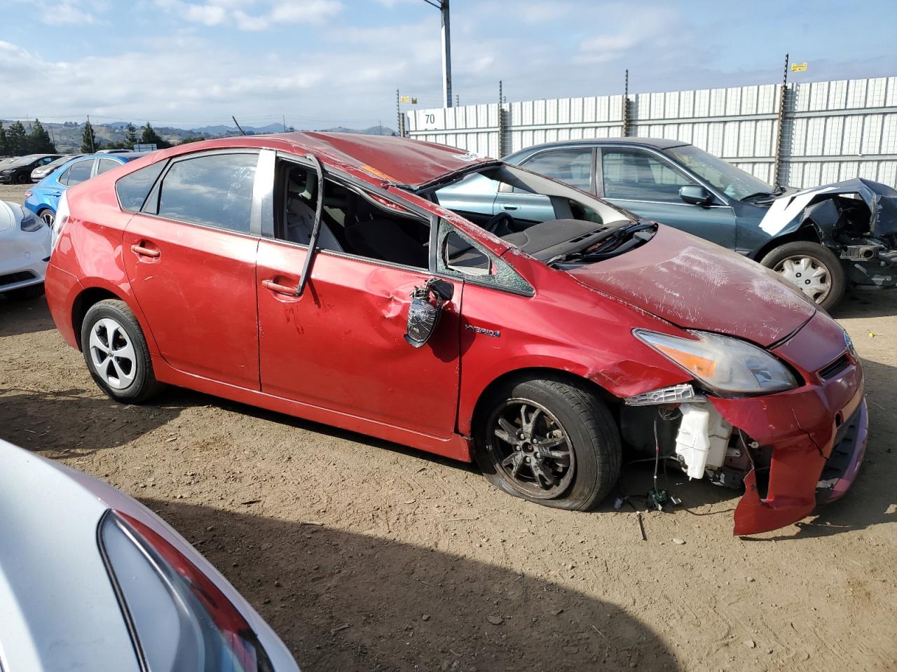 2013 Toyota Prius VIN JTDKN3DU3D0349863 Copart auction photo, all over damage thumbnail 4