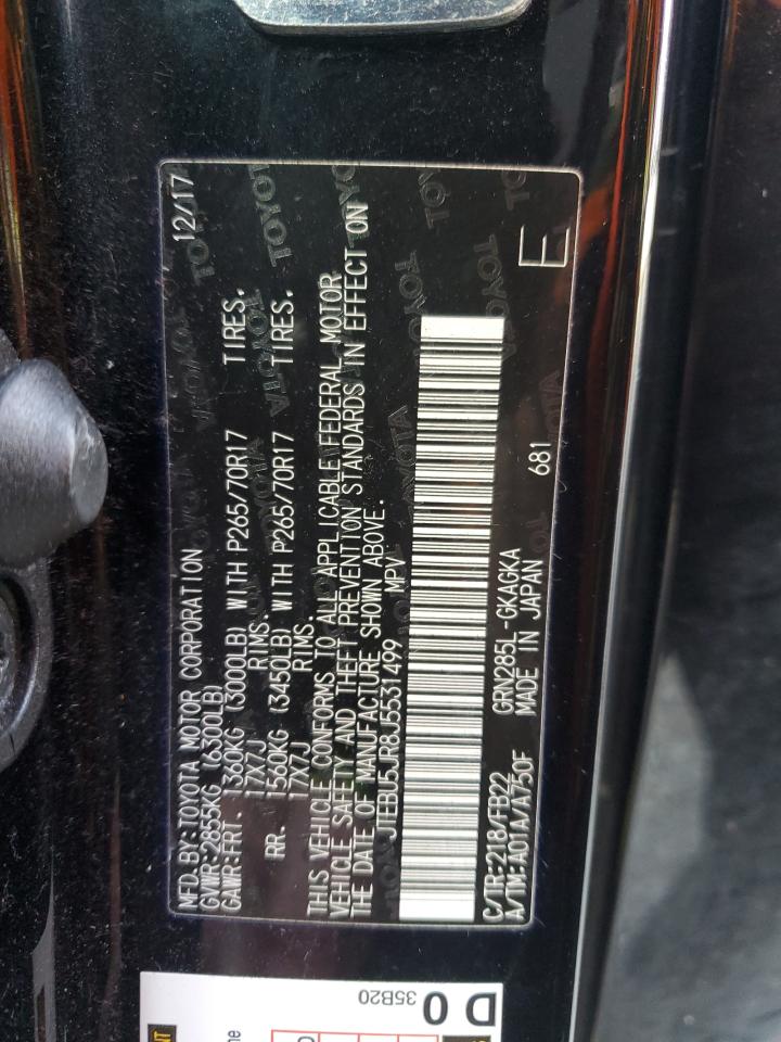 2018 Toyota 4Runner VIN JTEBU5JR8J5531499 Copart auction photo, front end damage thumbnail 16