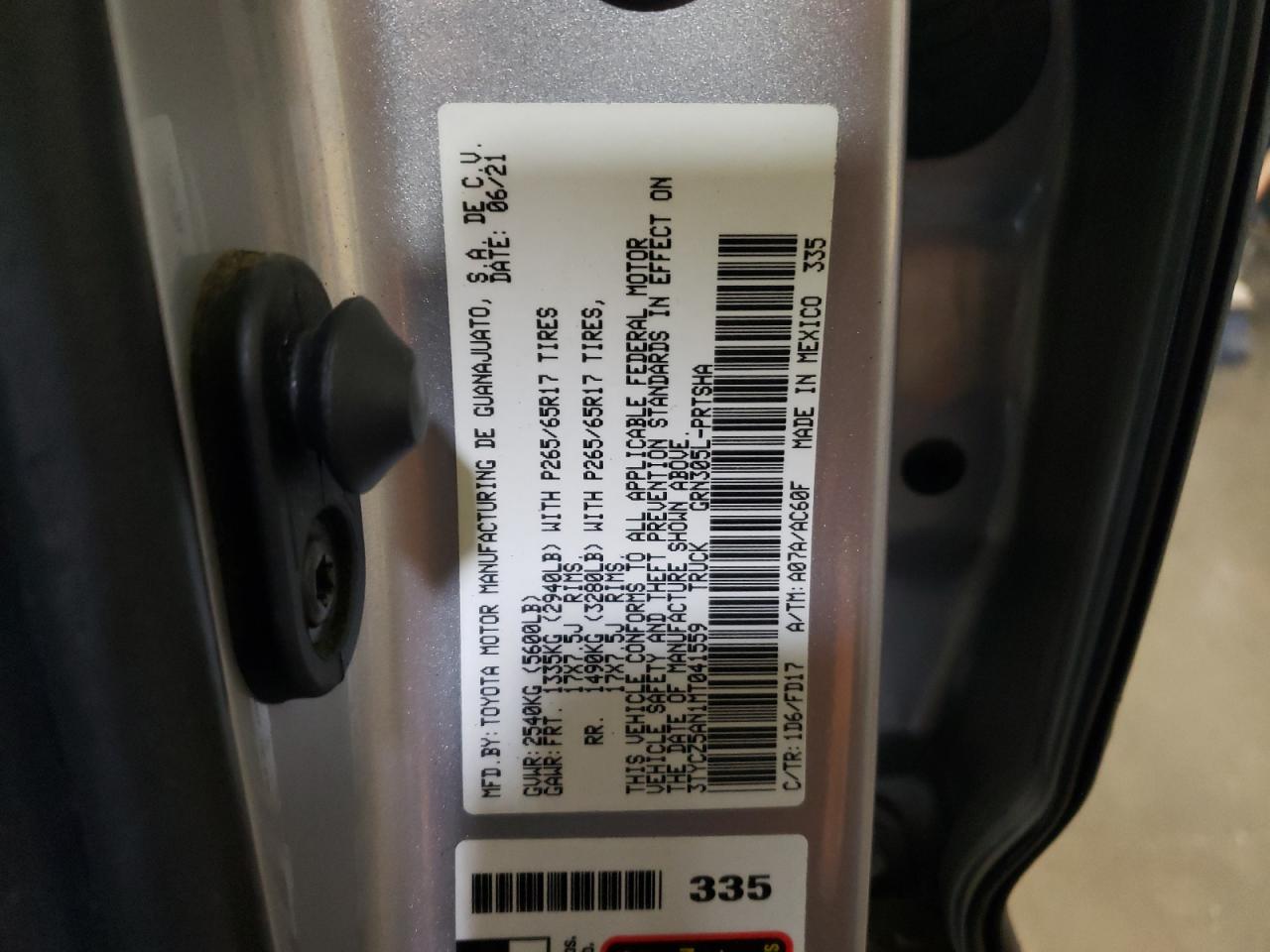 2021 Toyota Tacoma VIN 3TYCZ5AN1MT041559 Copart auction photo, front end damage thumbnail 12