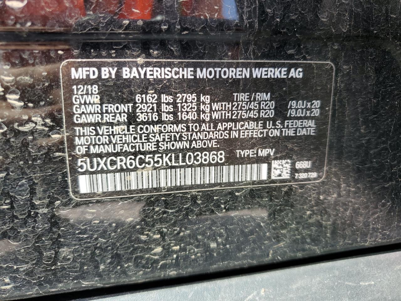 2019 BMW X5 VIN 5UXCR6C55KLL03868 Copart auction photo, front end / mechanical damage thumbnail 13