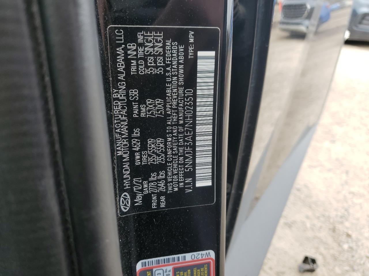 2022 Hyundai Tucson VIN 5NMJF3AE7NH023510 Copart auction photo, side damage thumbnail 13