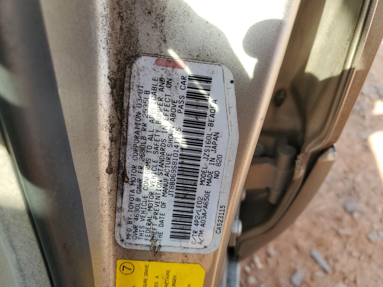 2001 Lexus GS 300 VIN JT8BD69S810141175 Copart auction photo, rear end / side damage thumbnail 12