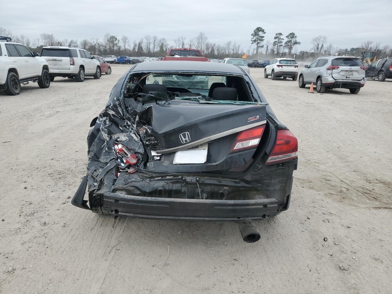 2015 Honda Civic VIN 2HGFB6E59FH708460 Copart auction photo, rear end / side damage thumbnail 6