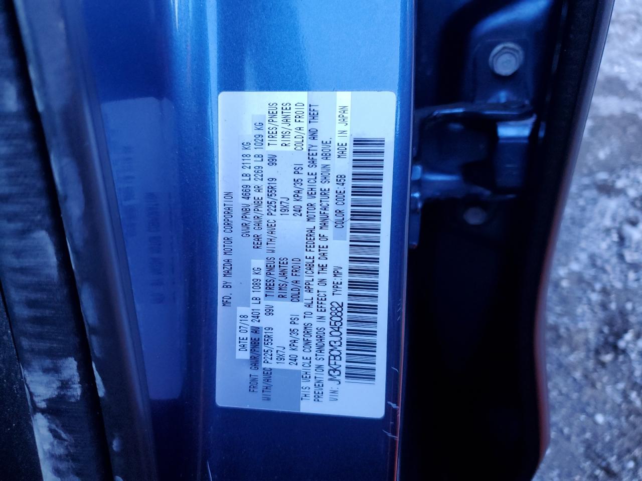 2018 Mazda CX-5 VIN JM3KFBCM3J0450882 Copart auction photo, front end / minor dent/scratches damage thumbnail 14