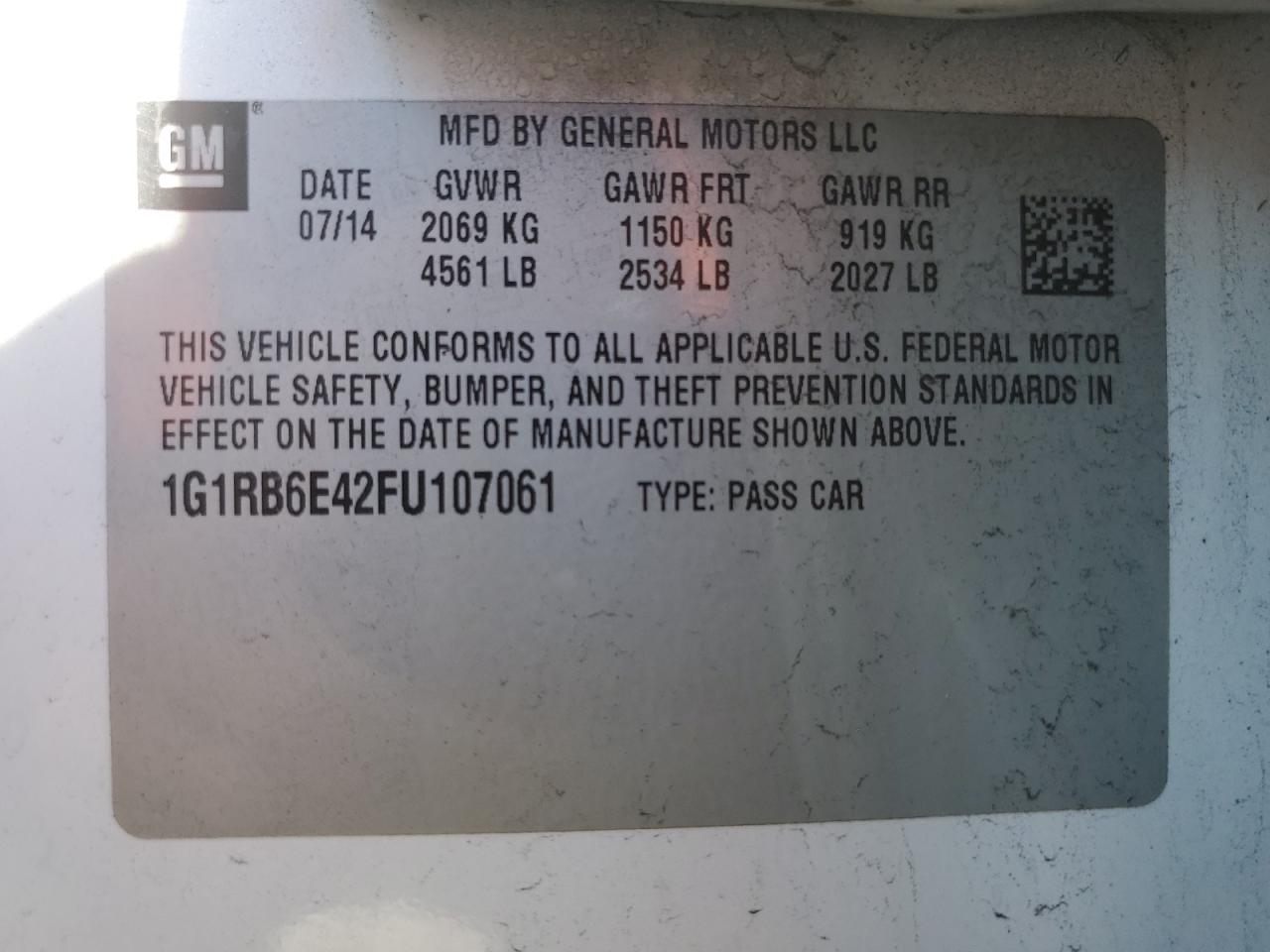 2015 Chevrolet Volt VIN 1G1RB6E42FU107061 Copart auction photo, undercarriage / front end damage thumbnail 12