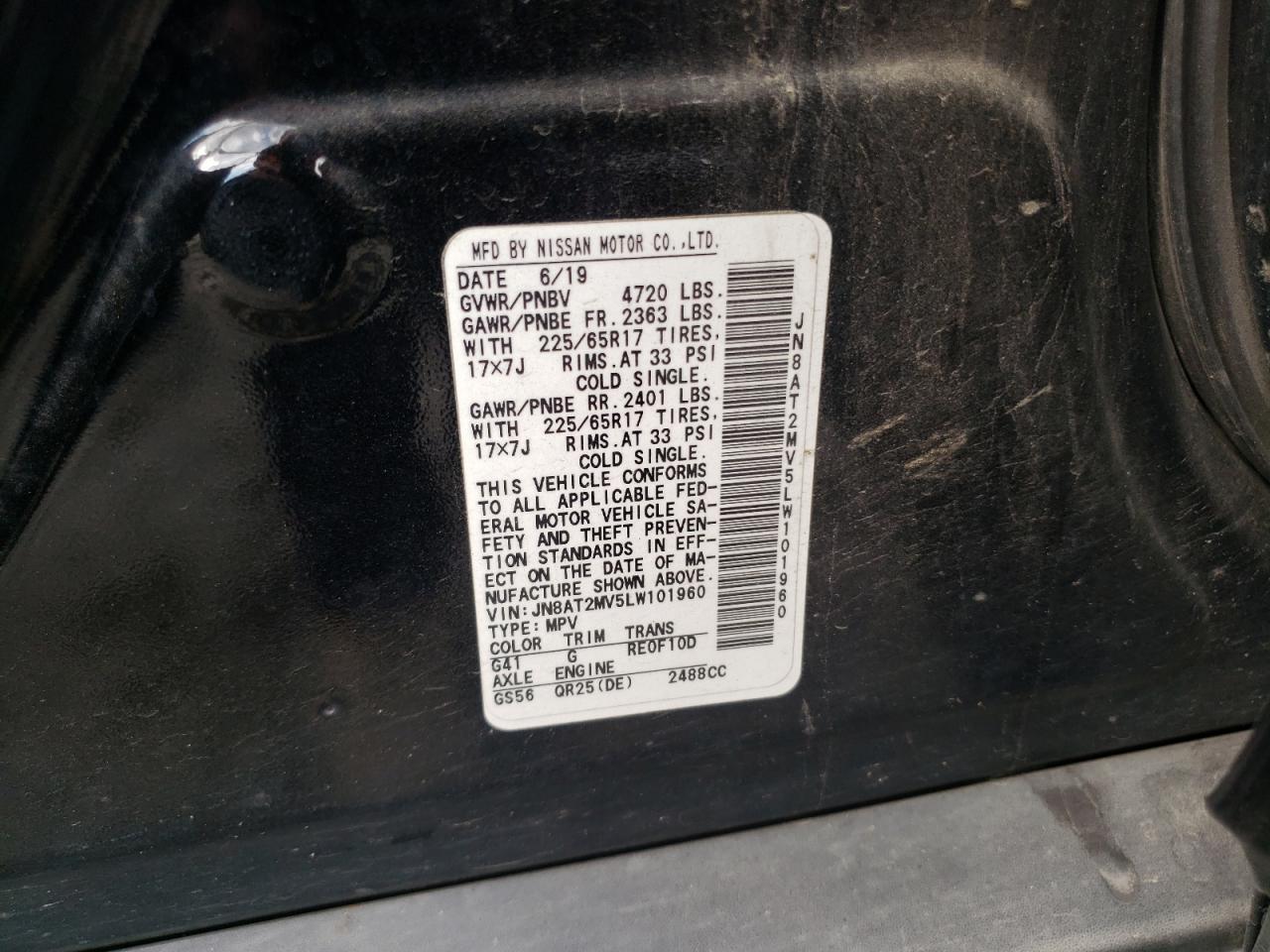 2020 Nissan Rogue VIN JN8AT2MV5LW101960 Copart auction photo, front end damage thumbnail 15
