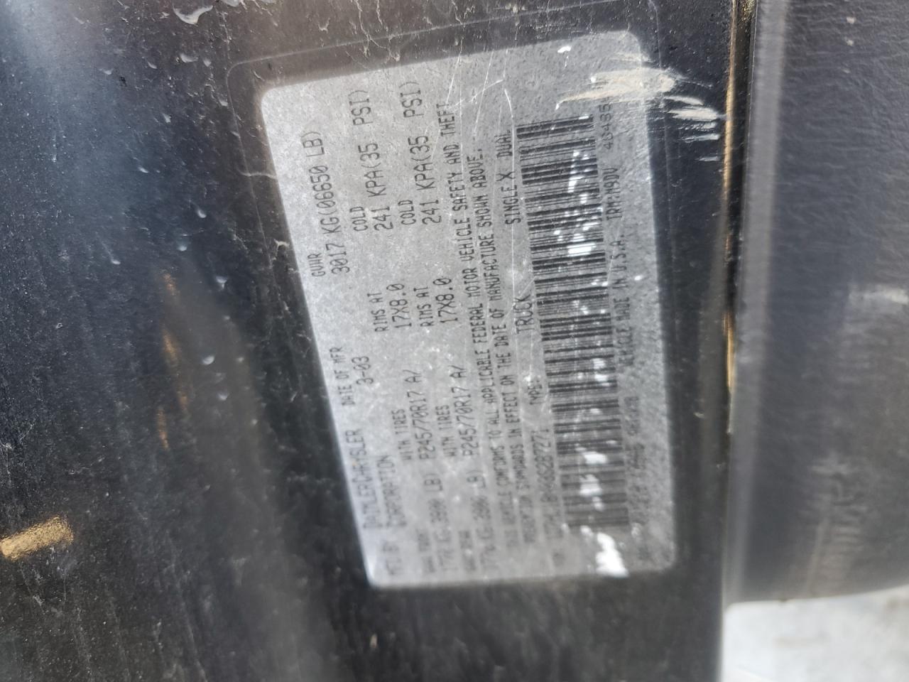 2003 Dodge RAM VIN 1D7HU18N03S287271 Copart auction photo, all over damage thumbnail 13