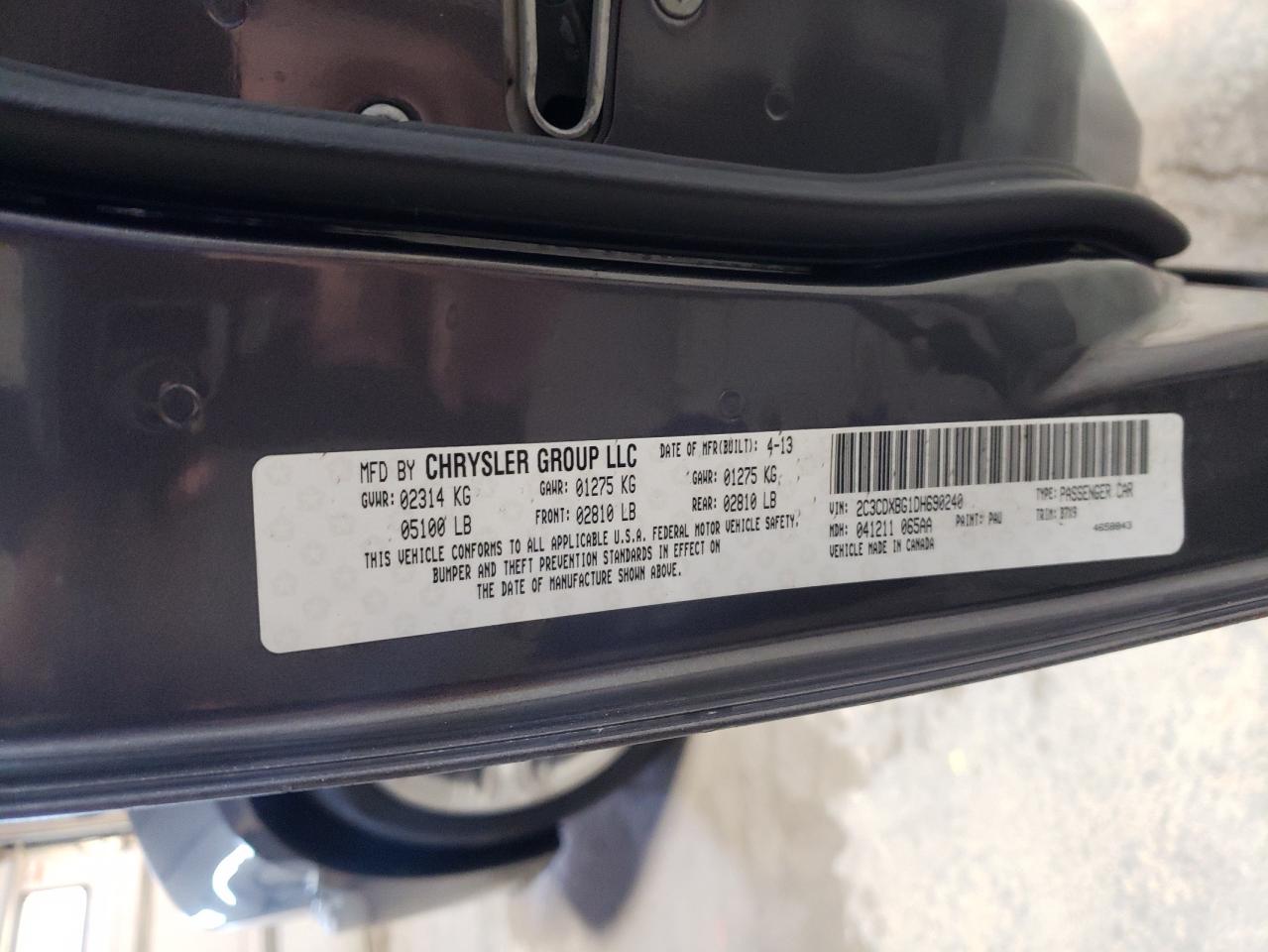 2013 Dodge Charger VIN 2C3CDXBG1DH690240 Copart auction photo, all over damage thumbnail 12