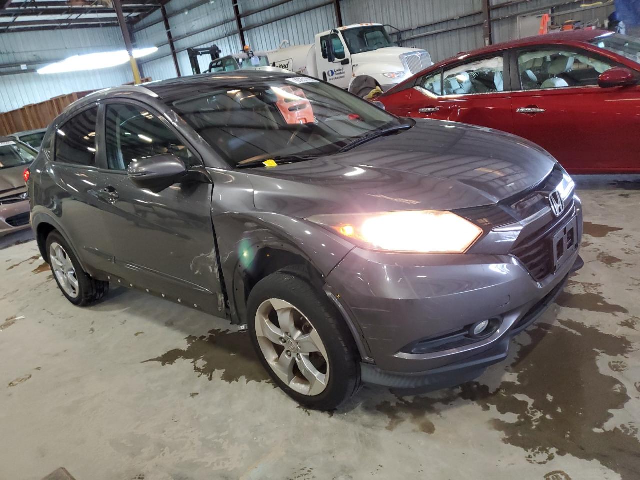 2016 Honda HR-V VIN 3CZRU6H74GM700637 Copart auction photo, front end / side damage thumbnail 4
