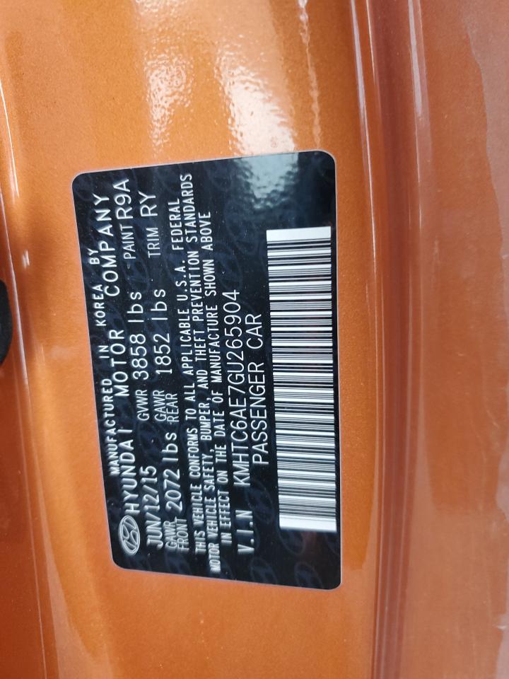 2016 Hyundai Veloster VIN KMHTC6AE7GU265904 Copart auction photo, front end / minor dent/scratches damage thumbnail 14