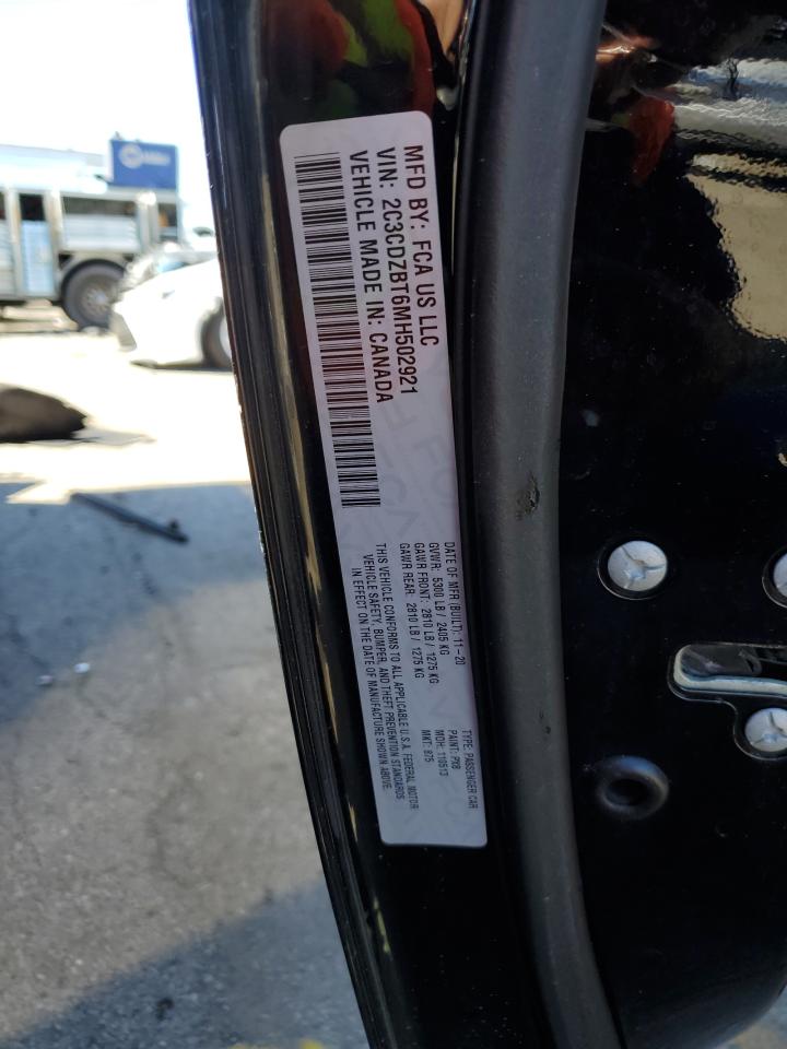 2021 Dodge Challenger VIN 2C3CDZBT6MH502921 Copart auction photo, all over damage thumbnail 13