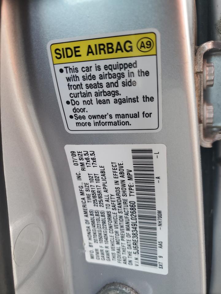 2009 Honda CR-V VIN 5J6RE38349L026860 Copart auction photo, rear end damage thumbnail 13