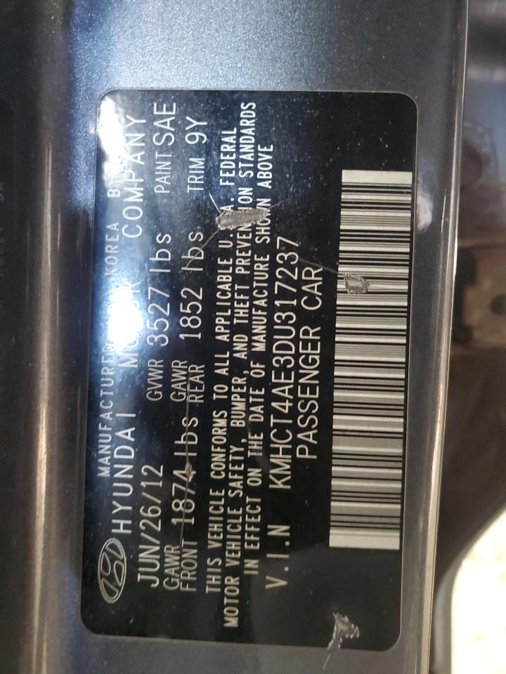 2013 Hyundai Accent VIN KMHCT4AE3DU317237 Copart auction photo, front end damage thumbnail 12