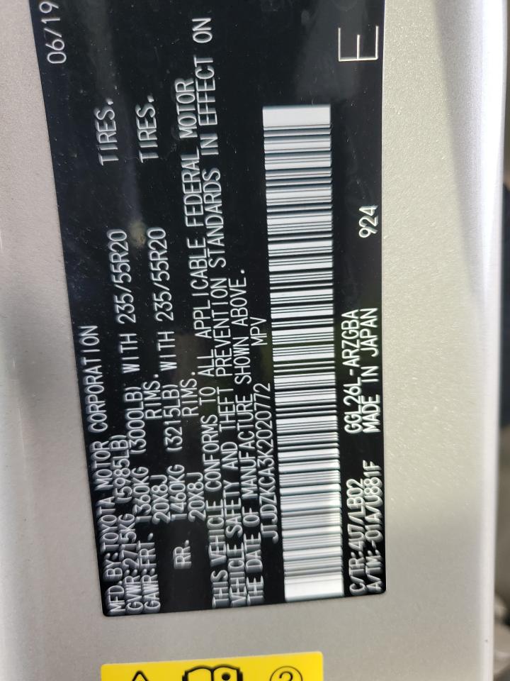 2019 Lexus RX VIN JTJDZKCA3K2020772 Copart auction photo, all over damage thumbnail 14