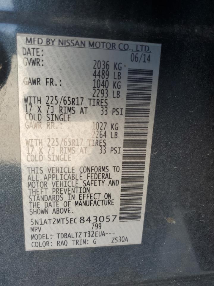 2014 Nissan Rogue VIN 5N1AT2MT5EC843057 Copart auction photo, hail damage thumbnail 13
