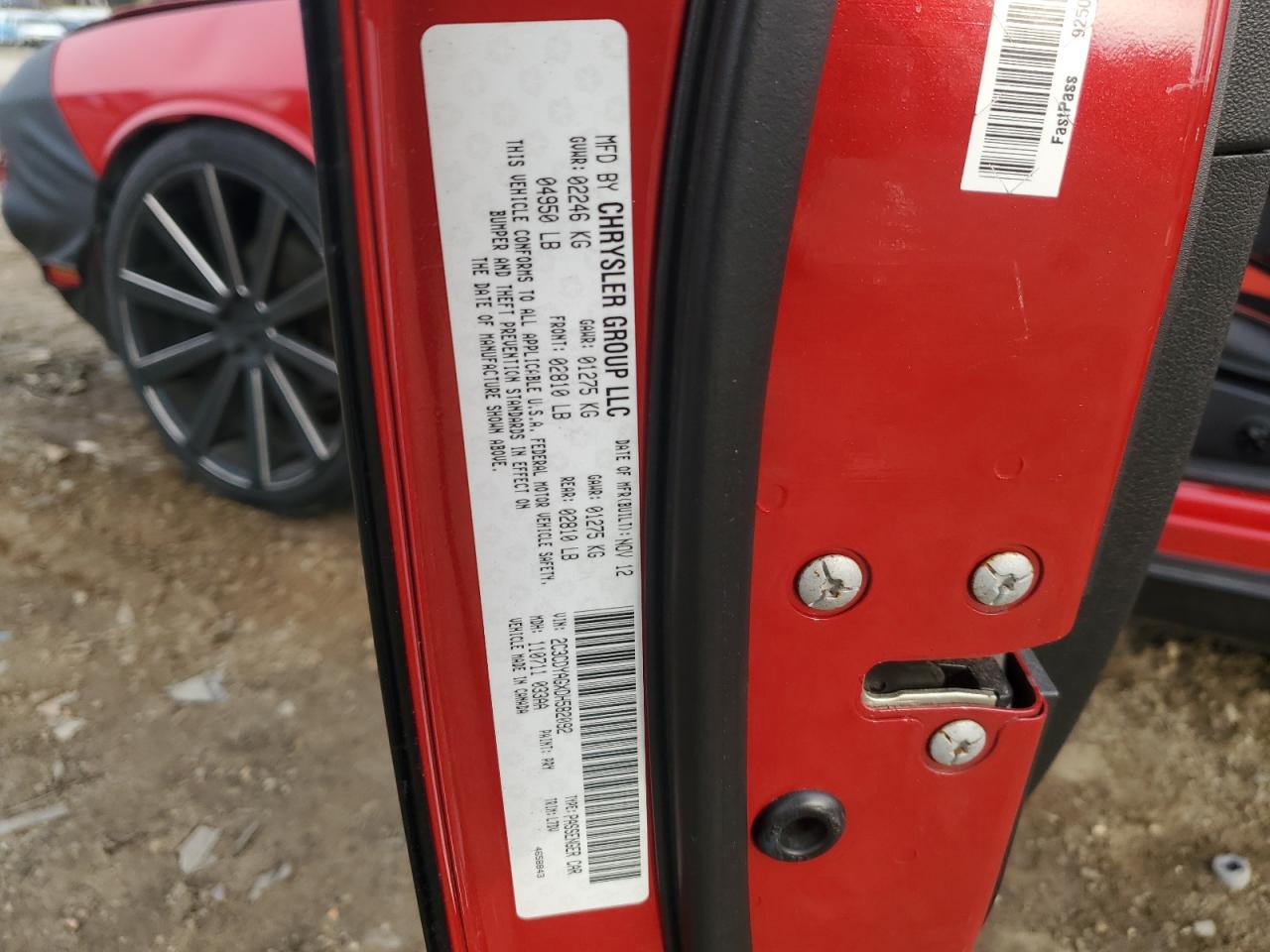 2013 Dodge Challenger VIN 2C3CDYAGXDH582092 Copart auction photo, front end / minor dent/scratches damage thumbnail 12