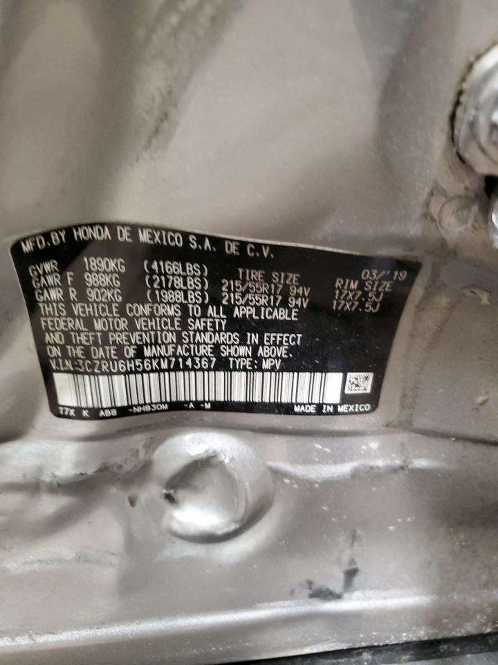 2019 Honda HR-V VIN 3CZRU6H56KM714367 Copart auction photo, side damage thumbnail 13