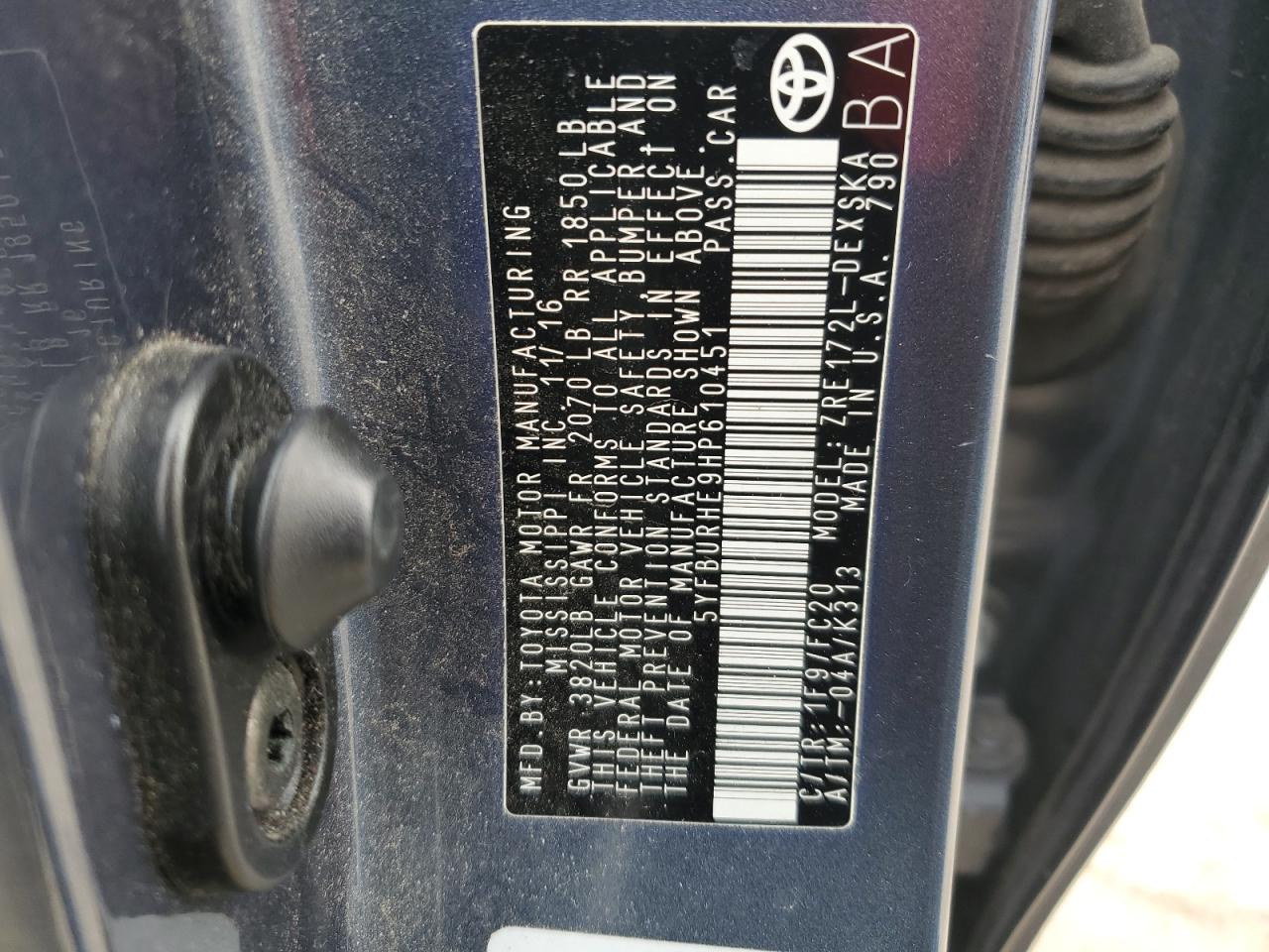 2017 Toyota Corolla VIN 5YFBURHE9HP610451 Copart auction photo, front end damage thumbnail 14
