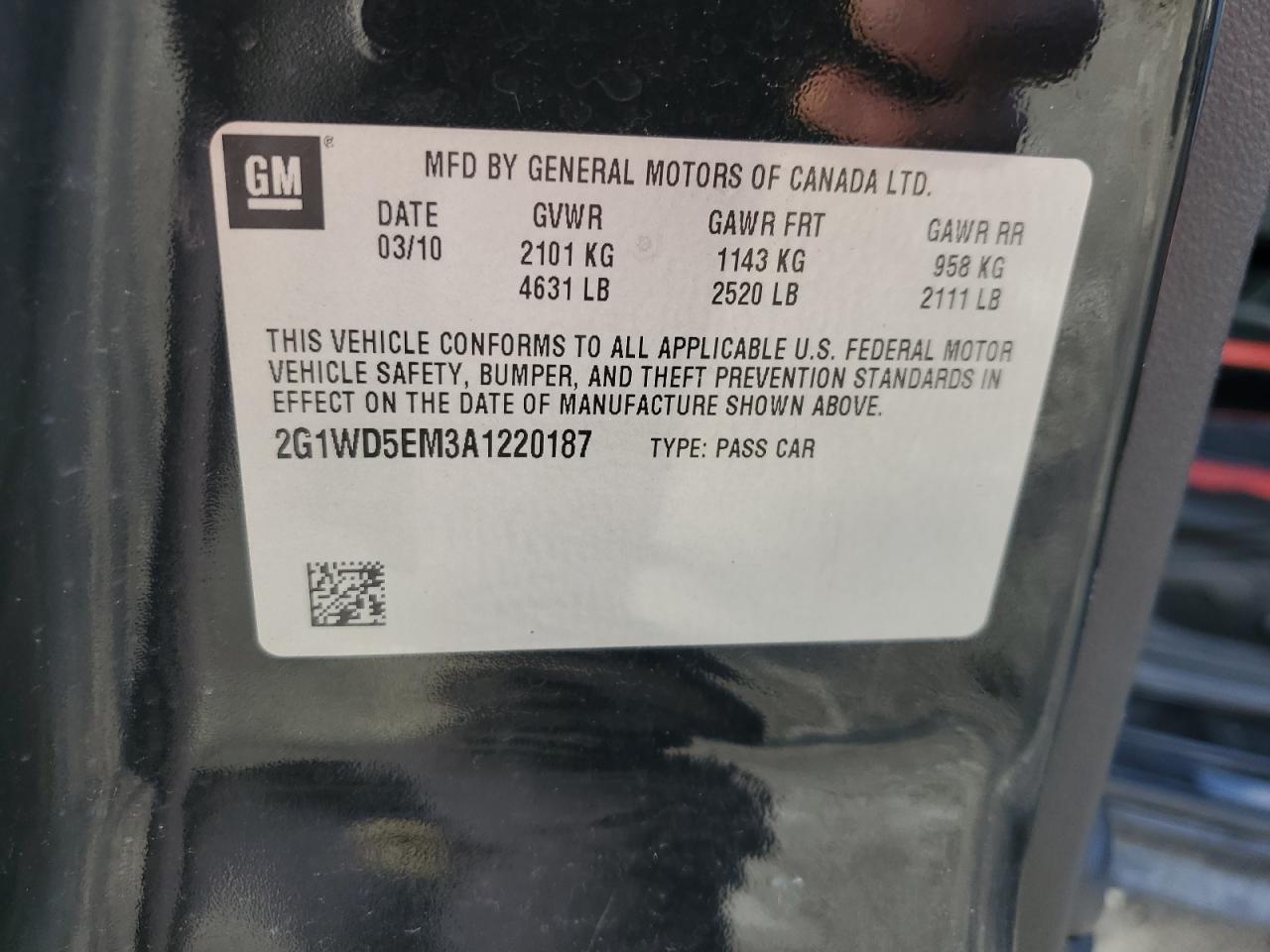 2010 Chevrolet Impala VIN 2G1WD5EM3A1220187 Copart auction photo, rear end / front end damage thumbnail 12