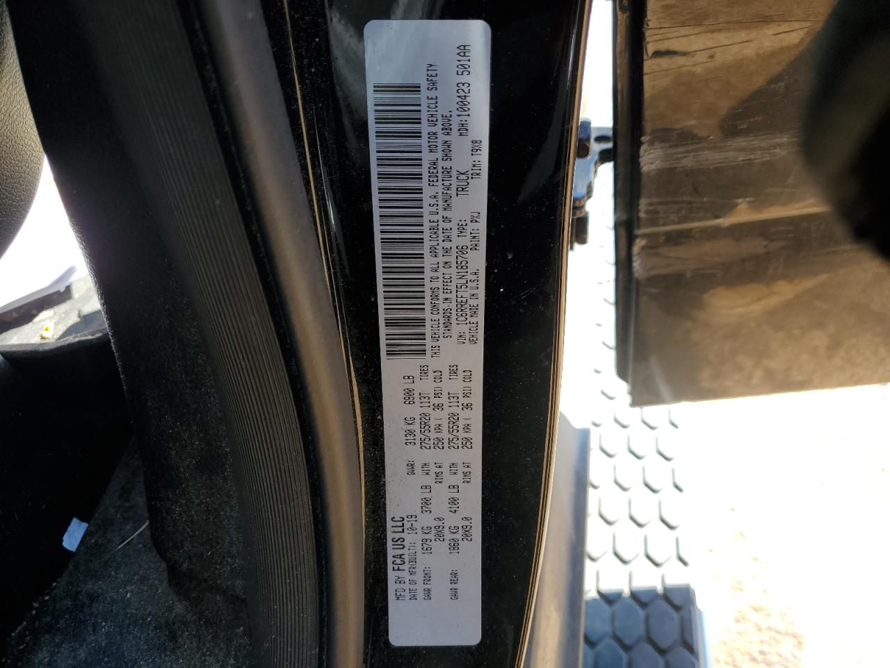2020 RAM 1500 VIN 1C6RREFT5LN185706 Copart auction photo, front end / rear end damage thumbnail 12