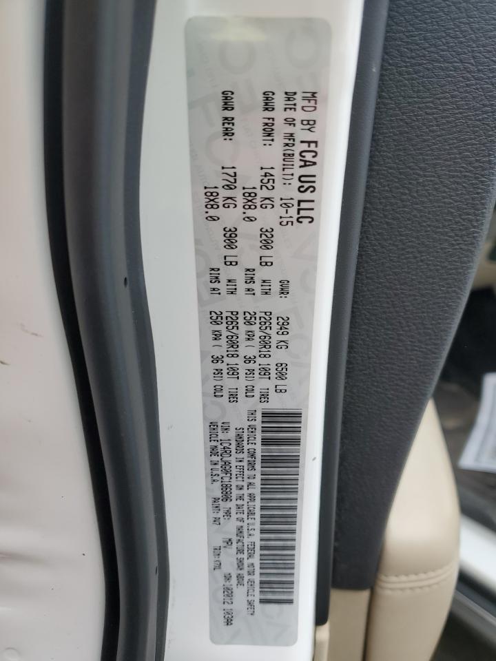 2015 Dodge Durango VIN 1C4RDJAG0FC186806 Copart auction photo, front end damage thumbnail 13