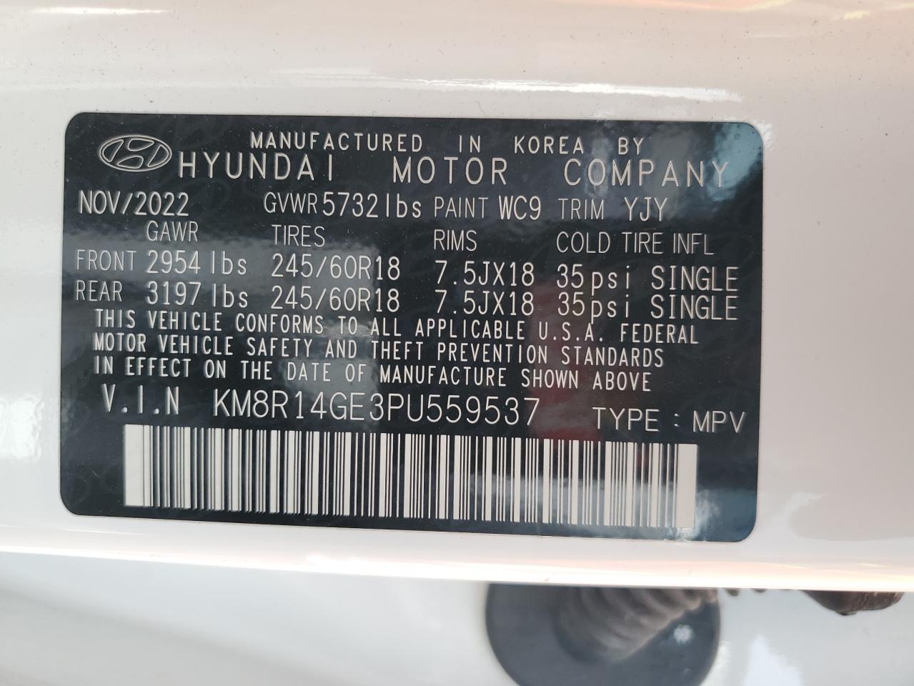 2023 Hyundai Palisade VIN KM8R14GE3PU559537 Copart auction photo, front end damage thumbnail 13
