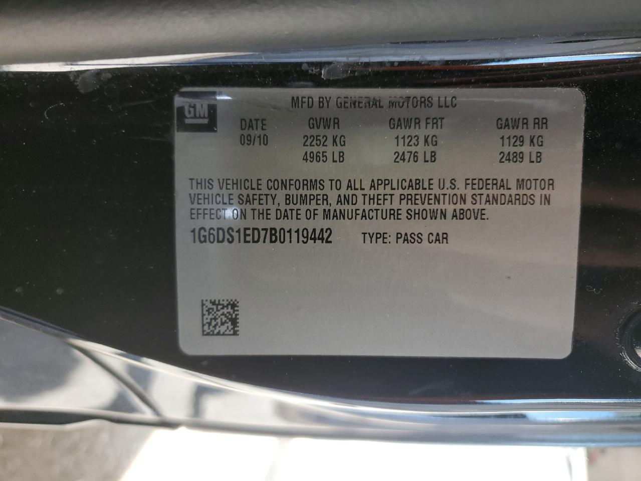 2011 Cadillac CTS VIN 1G6DS1ED7B0119442 Copart auction photo, hail damage thumbnail 12