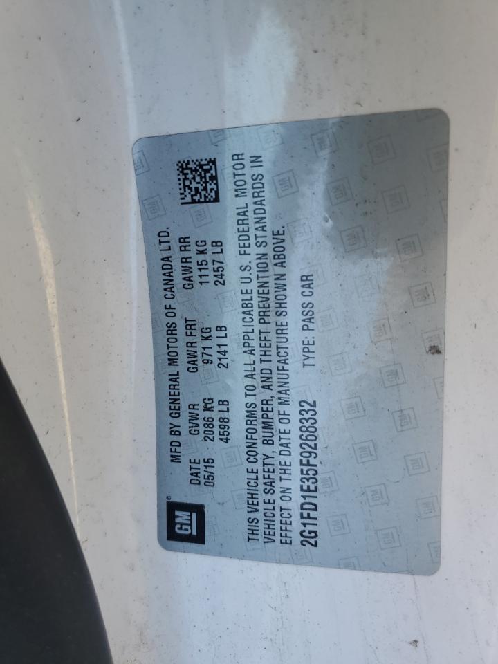 2015 Chevrolet Camaro VIN 2G1FD1E35F9268332 Copart auction photo, front end / side damage thumbnail 12