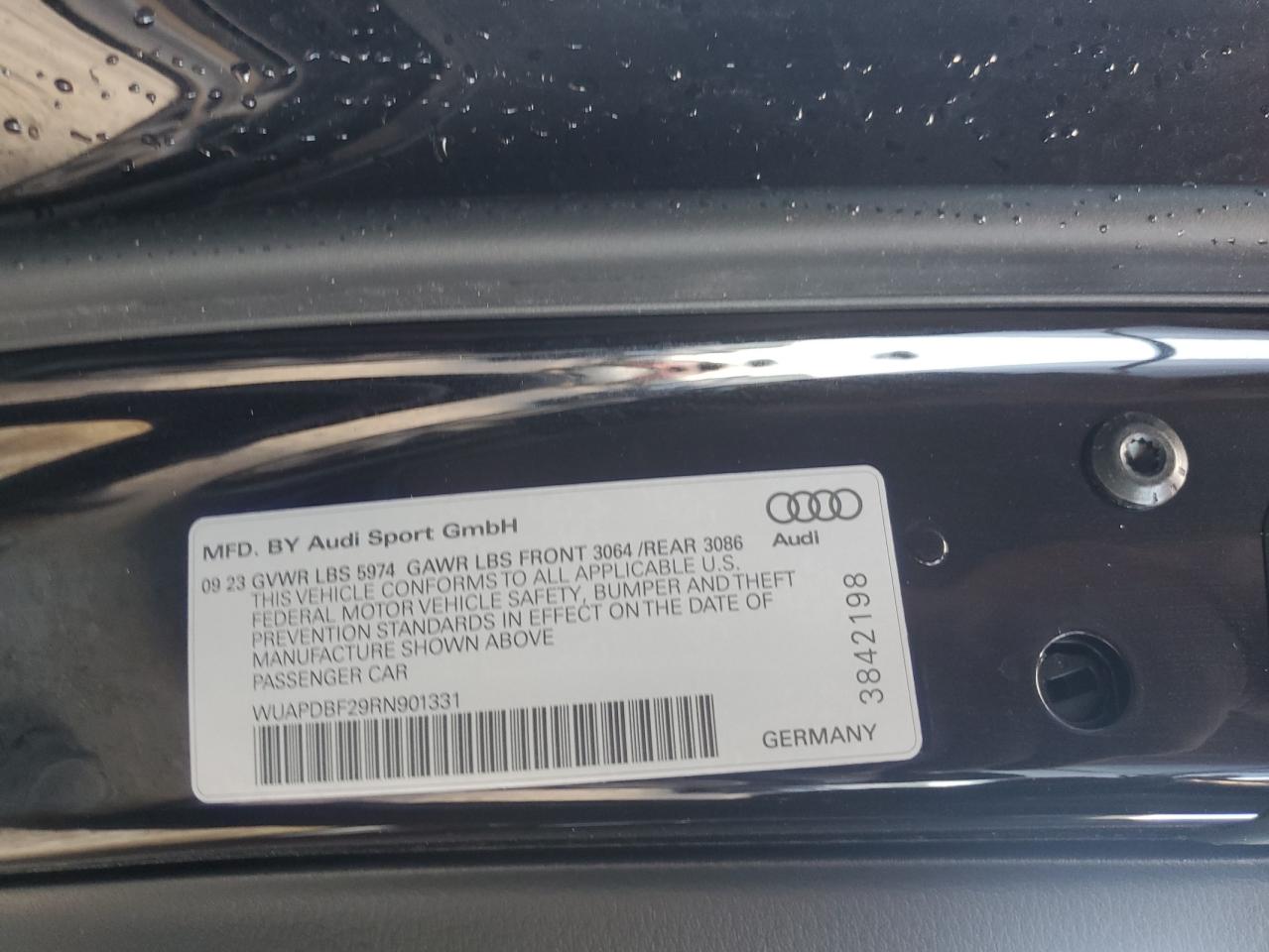 2024 Audi S7 VIN WUAPDBF29RN901331 Copart auction photo, water/flood damage thumbnail 13