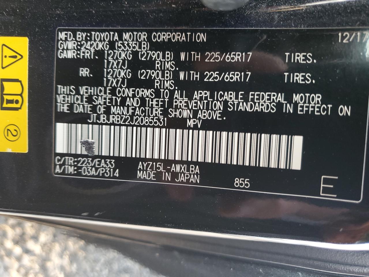 2018 Lexus NX VIN JTJBJRBZ2J2085531 Copart auction photo, front end damage thumbnail 15