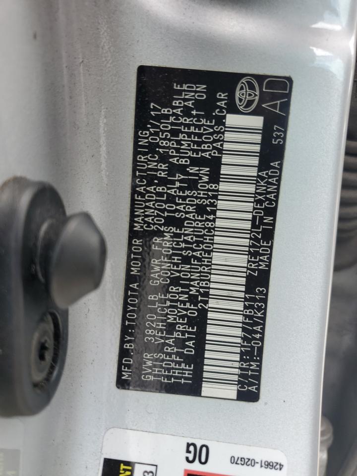 2017 Toyota Corolla VIN 2T1BURHE0HC841318 Copart auction photo, side damage thumbnail 14