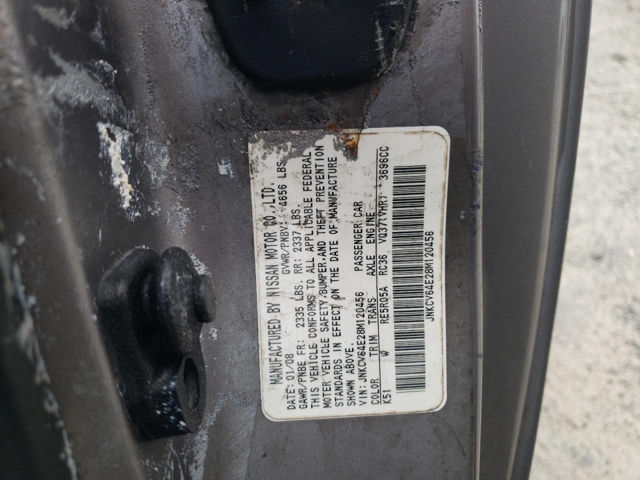 2008 Infiniti G VIN JNKCV64E28M120456 Copart auction photo, front end damage thumbnail 12