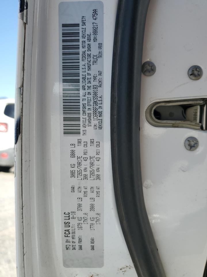 2019 RAM 1500 VIN 1C6RR6FG8KS500183 Copart auction photo, front end / rear end damage thumbnail 12
