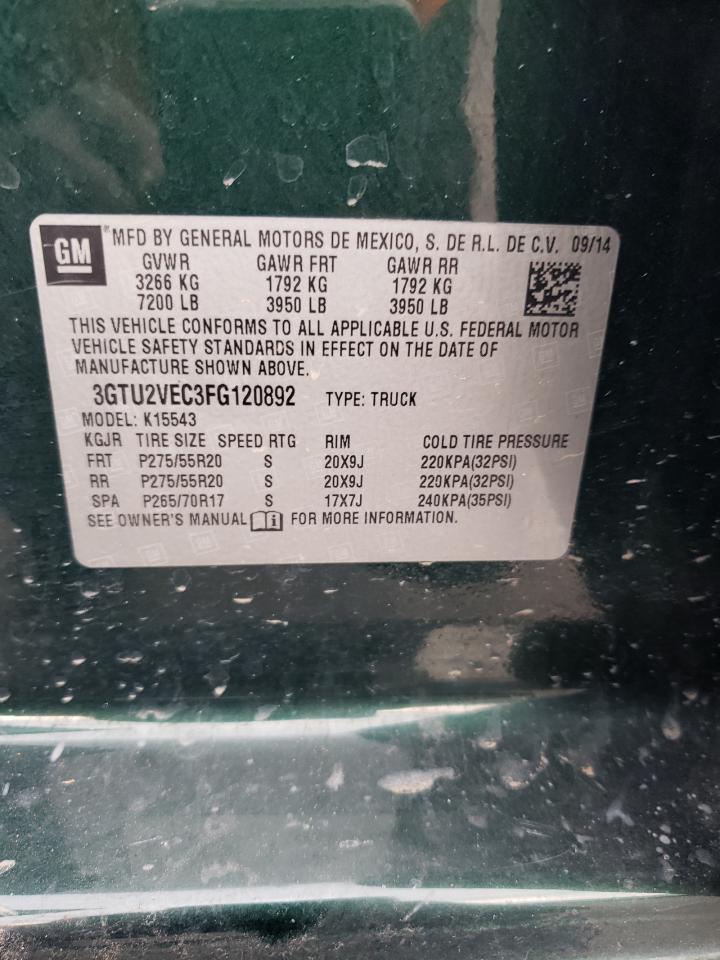 2015 GMC Sierra VIN 3GTU2VEC3FG120892 Copart auction photo, undercarriage damage thumbnail 12