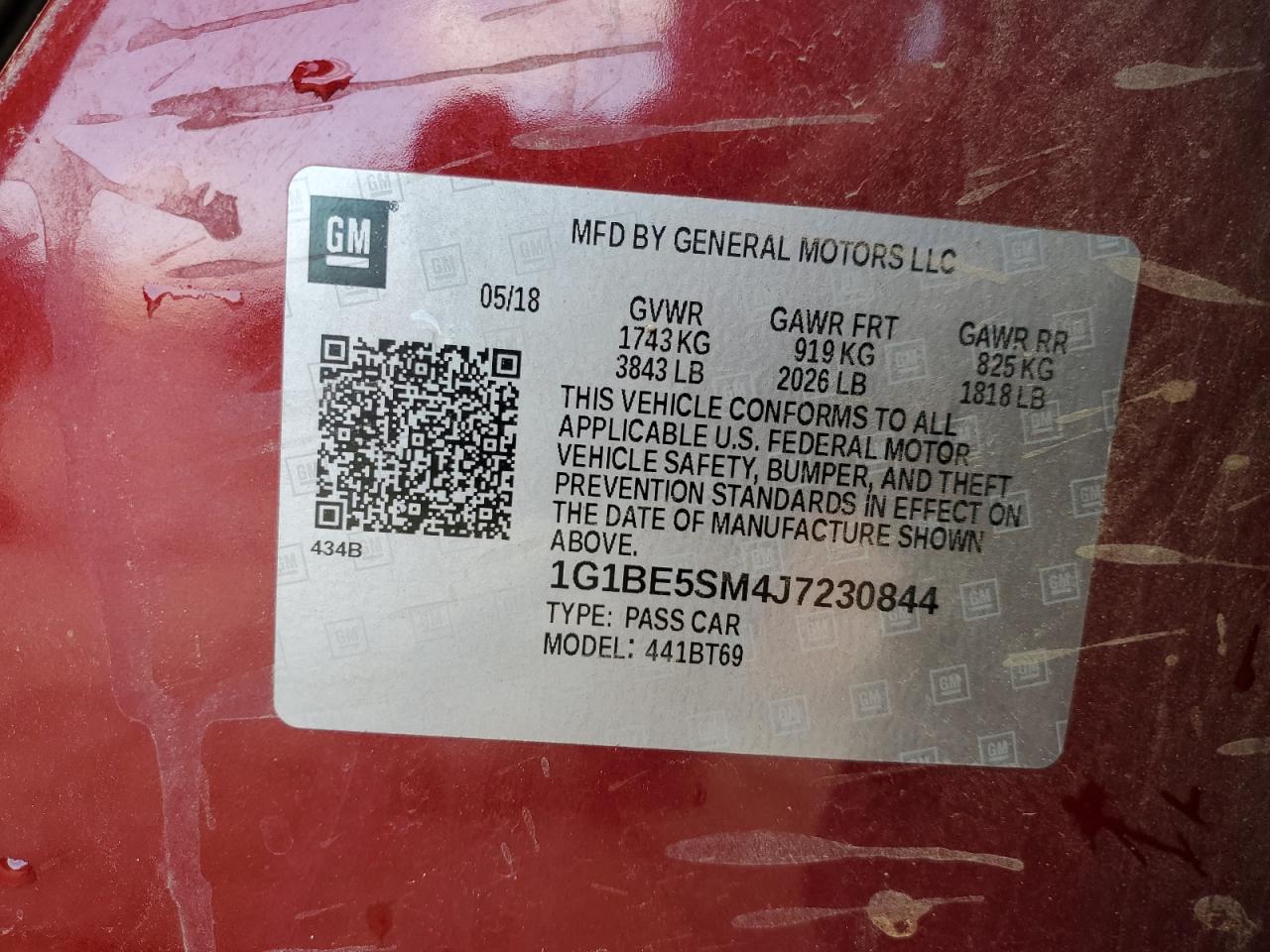 2018 Chevrolet Cruze VIN 1G1BE5SM4J7230844 Copart auction photo, front end damage thumbnail 12