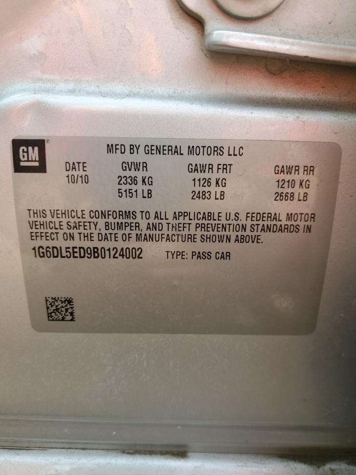 2011 Cadillac CTS VIN 1G6DL5ED9B0124002 Copart auction photo, front end / rear end damage thumbnail 12