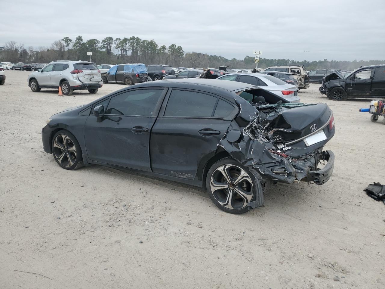 2015 Honda Civic VIN 2HGFB6E59FH708460 Copart auction photo, rear end / side damage thumbnail 2