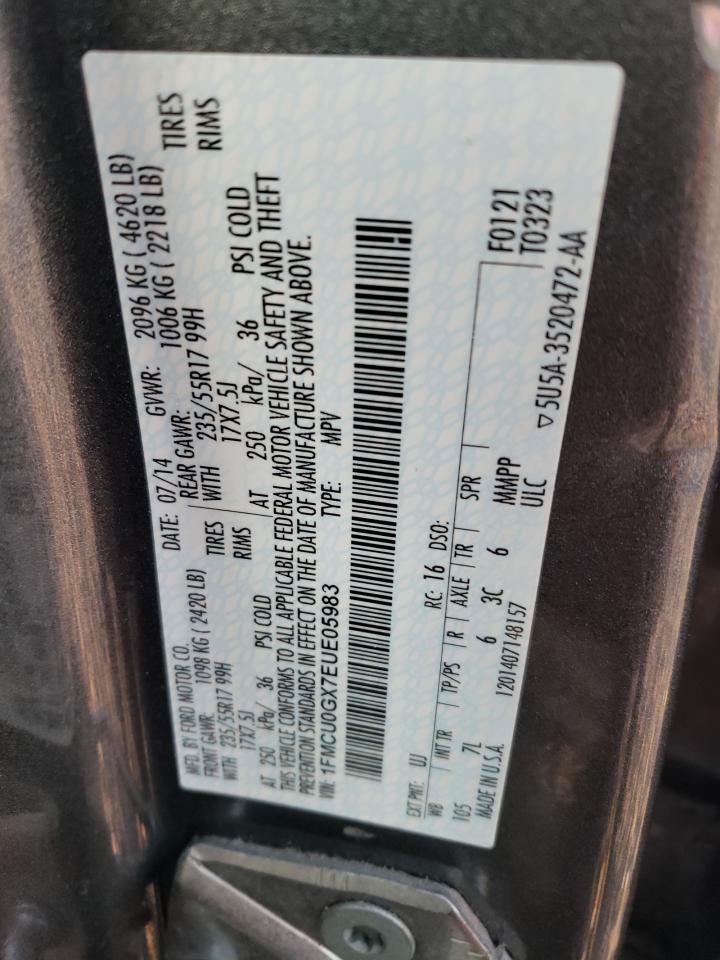 2014 Ford Escape VIN 1FMCU0GX7EUE05983 Copart auction photo, rear end damage thumbnail 13