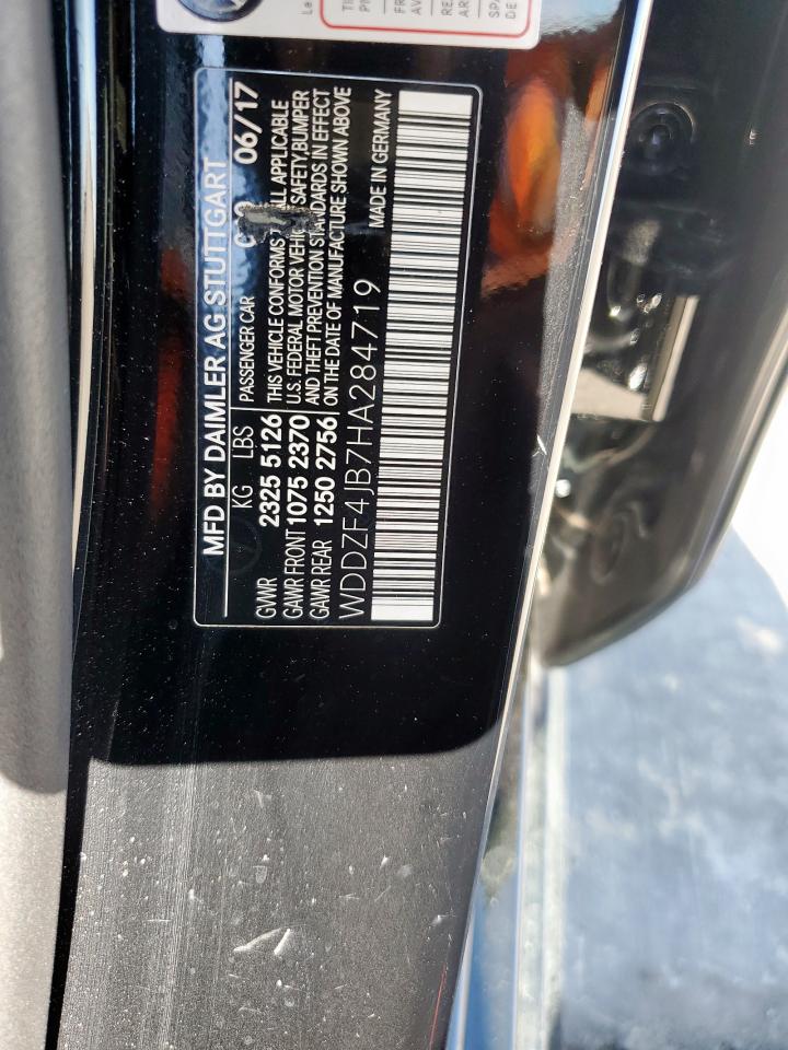 2017 Mercedes-Benz E-klasse VIN WDDZF4JB7HA284719 Copart auction photo, front end damage thumbnail 12