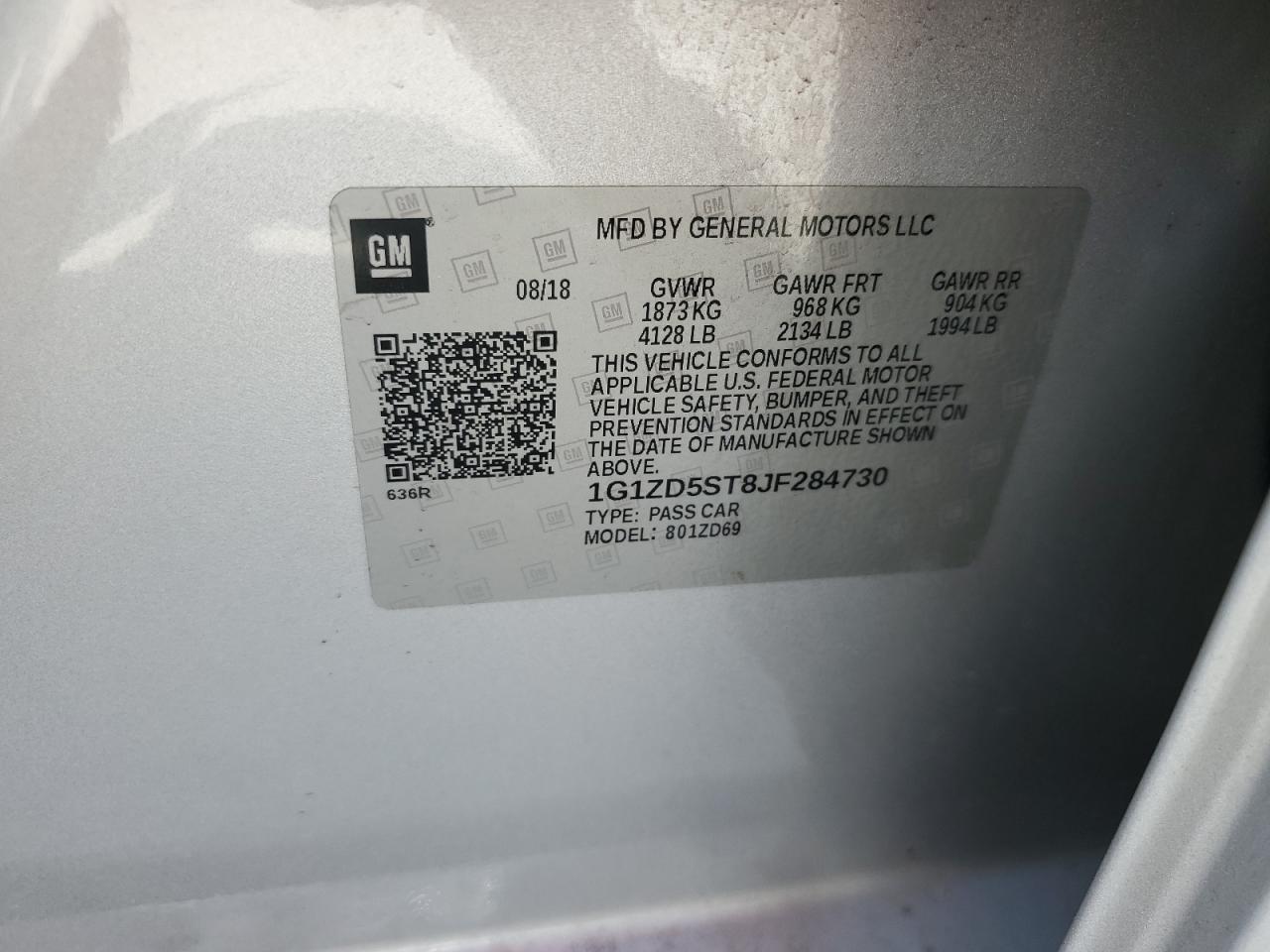 2018 Chevrolet Malibu VIN 1G1ZD5ST8JF284730 Copart auction photo, front end damage thumbnail 12