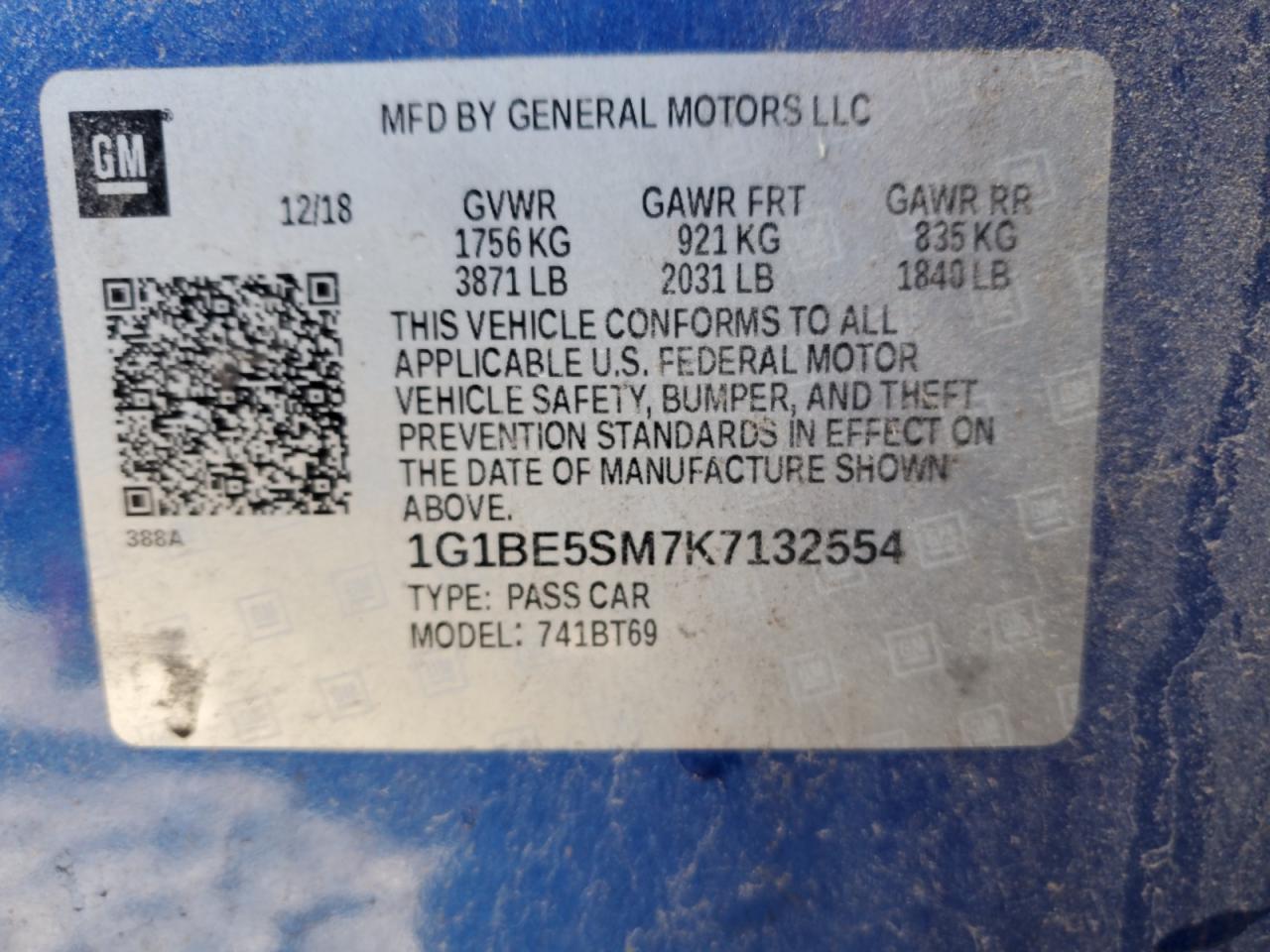 2019 Chevrolet Cruze VIN 1G1BE5SM7K7132554 Copart auction photo, front end damage thumbnail 14