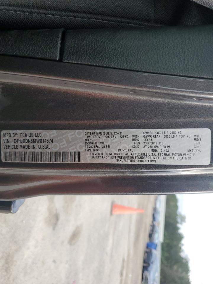2021 Jeep Wrangler VIN 1C4HJXDN6MW814574 Copart auction photo, rollover damage thumbnail 16
