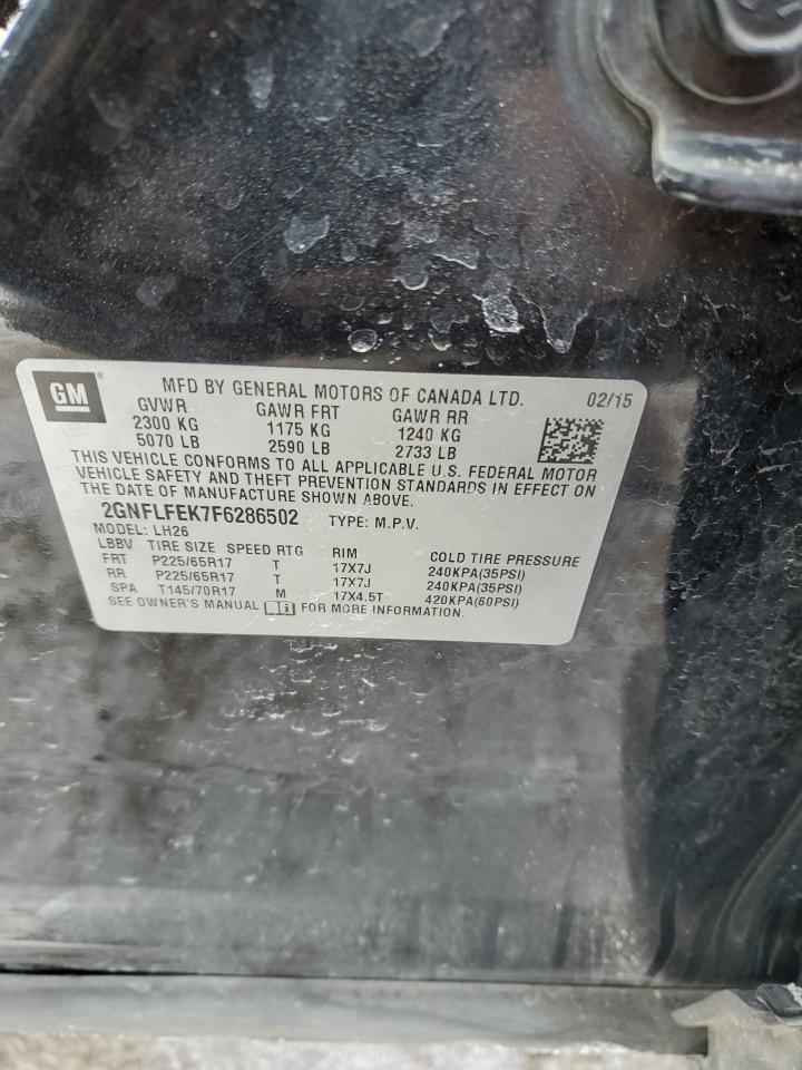 2015 Chevrolet Equinox VIN 2GNFLFEK7F6286502 Copart auction photo, front end / side damage thumbnail 13