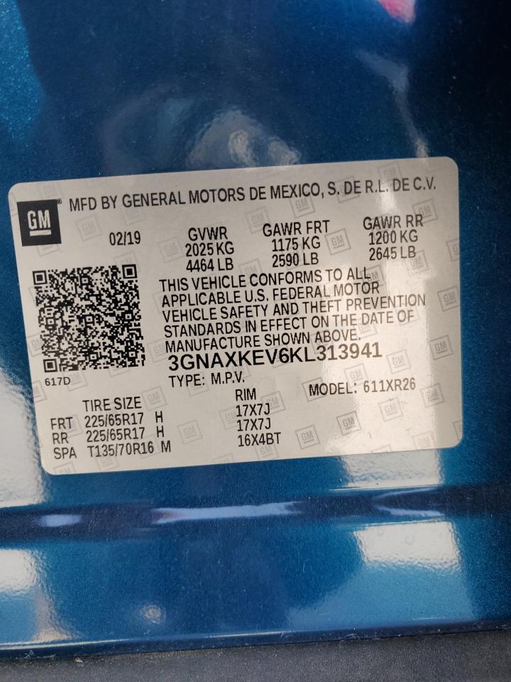 2019 Chevrolet Equinox VIN 3GNAXKEV6KL313941 Copart auction photo, front end damage thumbnail 15