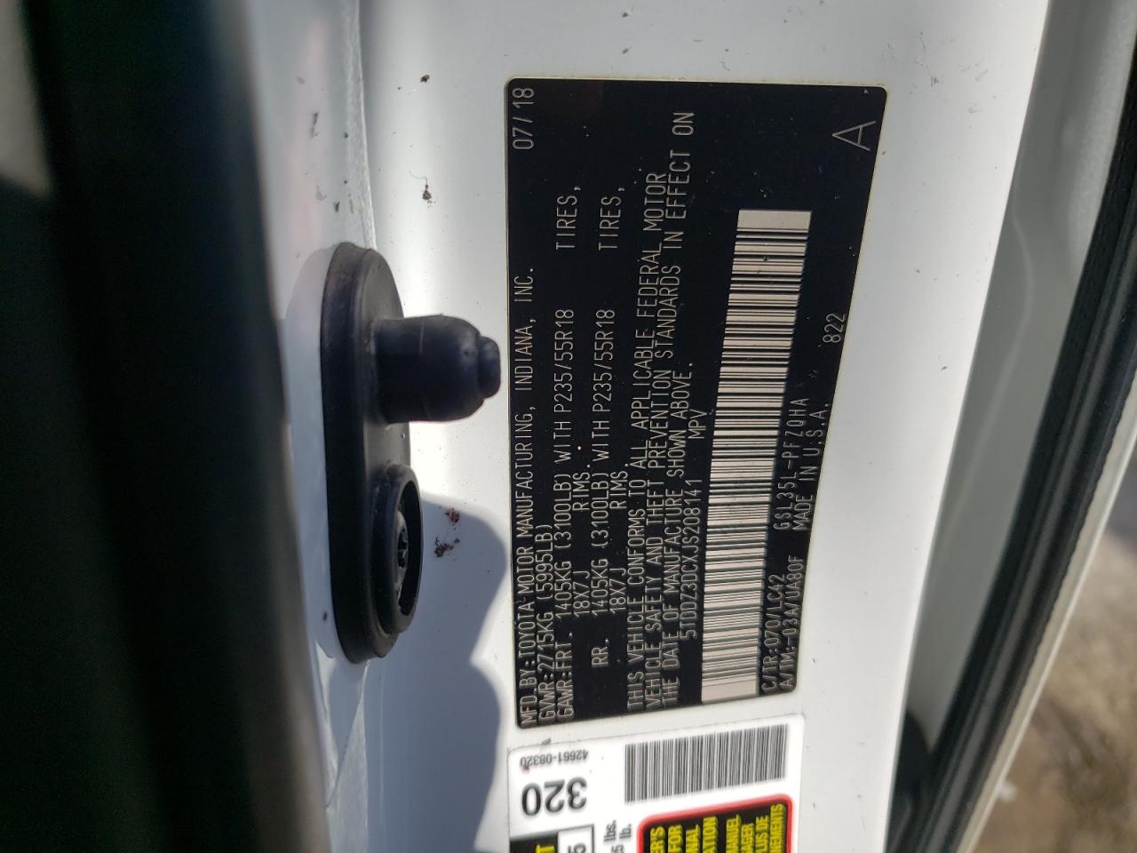 2018 Toyota Sienna VIN 5TDDZ3DCXJS208141 Copart auction photo, normal wear / minor dent/scratches damage thumbnail 13