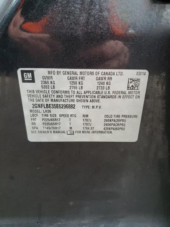 2014 Chevrolet Equinox VIN 2GNFLBE35E6296882 Copart auction photo, front end / mechanical damage thumbnail 13